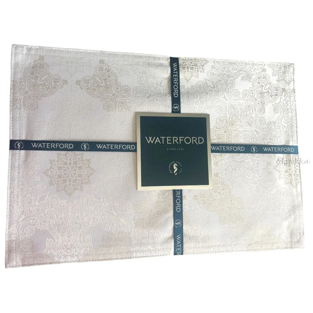 Waterford Placemats Luxury Starling Silver White Gold Holiday 13x19 Set Of 4